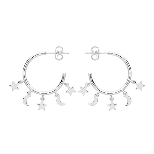 The Silver Moon & Star Hoops