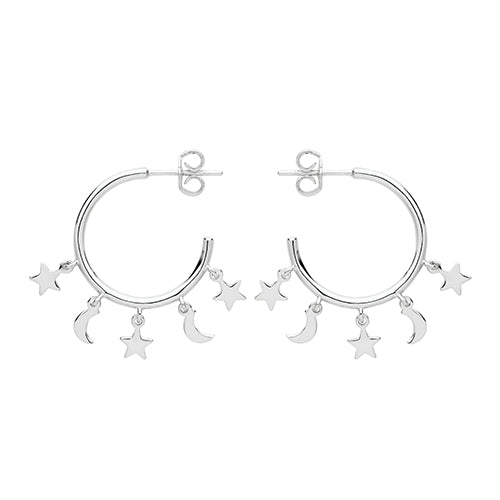 The Silver Moon & Star Hoops