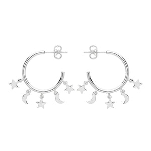 The Silver Moon & Star Hoops
