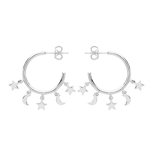 The Silver Moon & Star Hoops