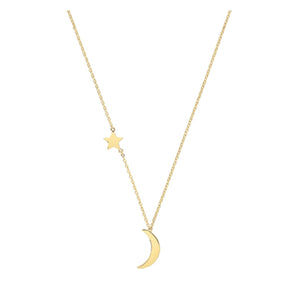 Solid Moon & Star Pendant