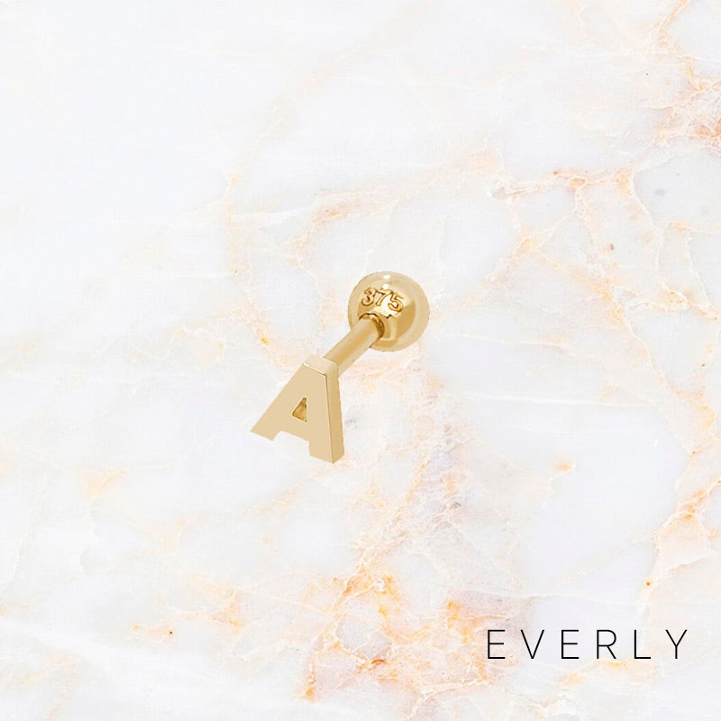 Initial A gold stud