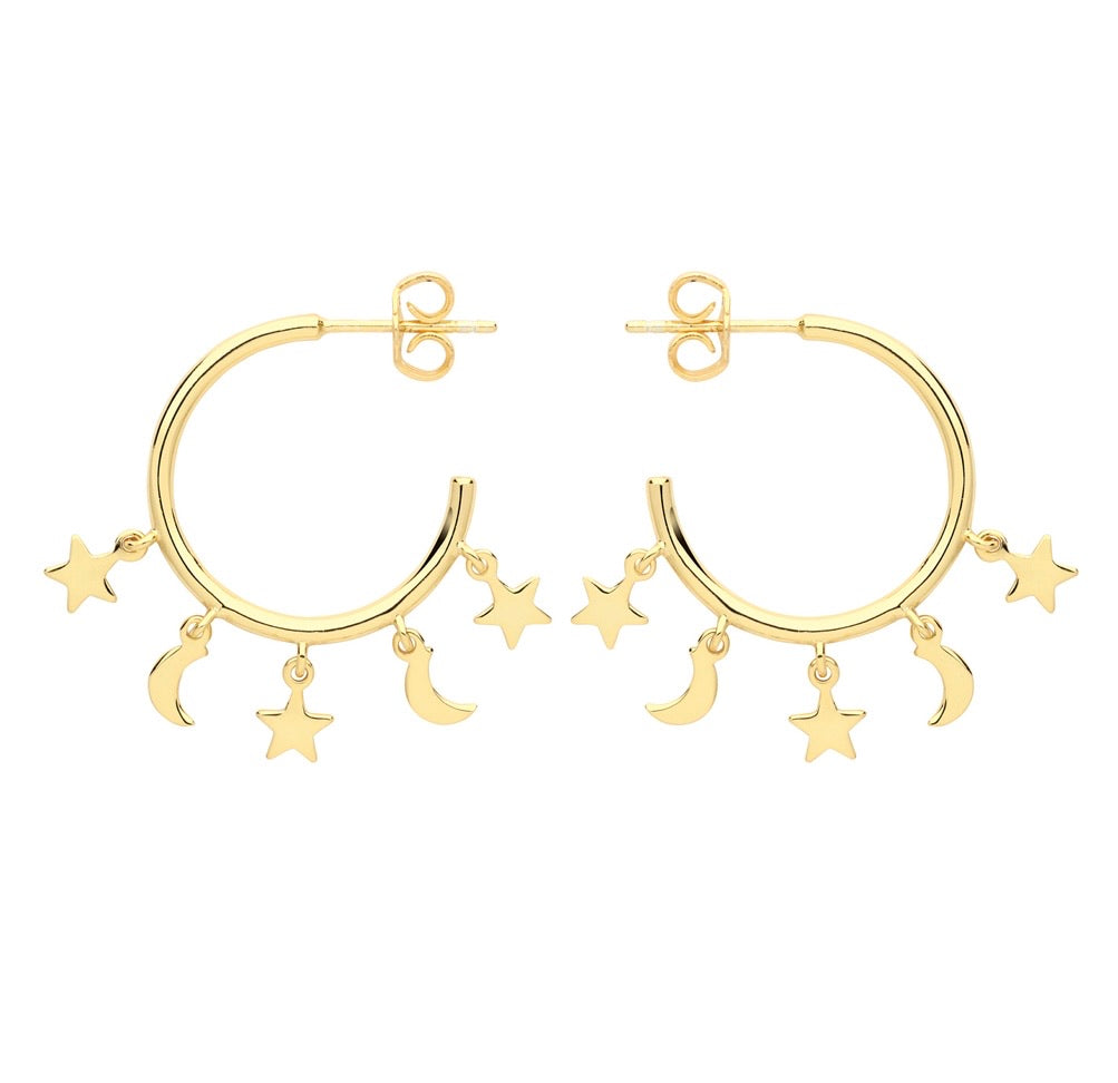 The golden moon and star hoops