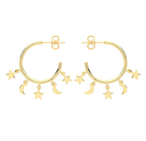The golden moon and star hoops