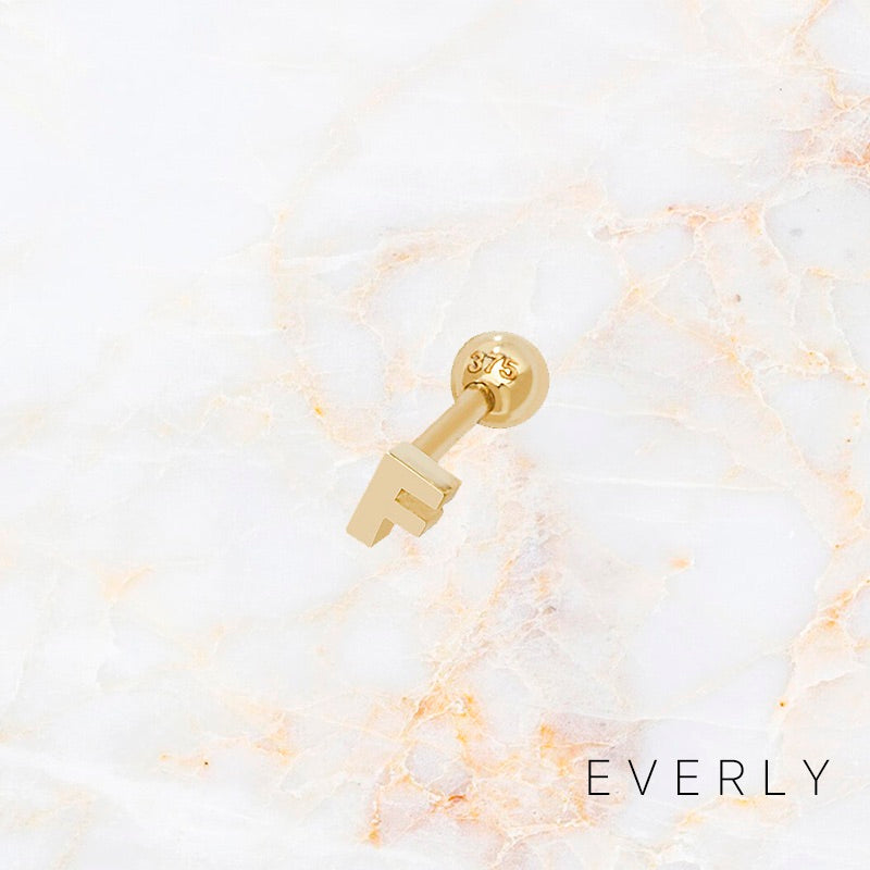 Initial F gold stud