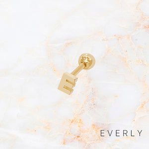 Initial E gold stud
