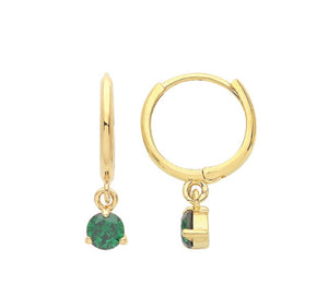 The emerald stone drop huggie