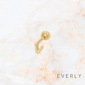 Initial V gold stud