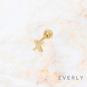 Initial X gold stud