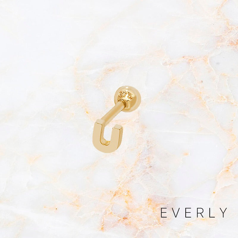 Initial U gold stud