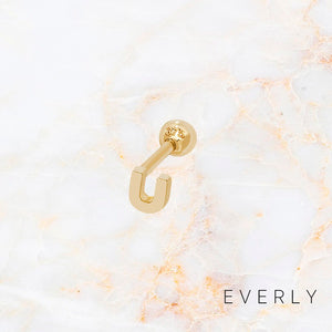 Initial U gold stud