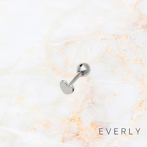 The Solid White Gold Heart Stud